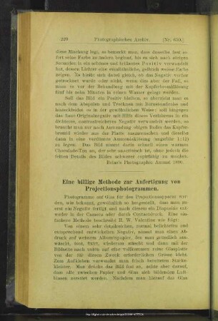 Eine billige Methode zur Anfertigung von Projectionsphotogrammen