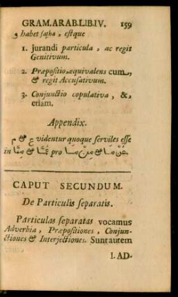Caput Secundum. De Particulis separatis.