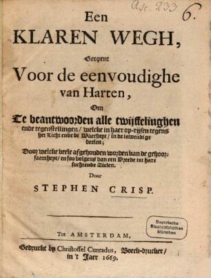 Een klaren Wegh