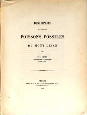 Description de quelques poissons fossiles du mont Liban