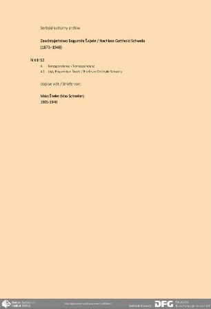 Brief von Max Schneller an Bogumił Šwjela