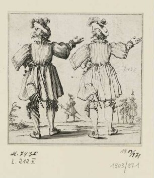 Kavalier mit Federhut von hinten, Blatt 15 der Folge "Varie Figure"