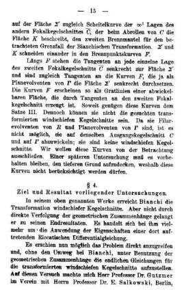 § 4. Ziel und Resultat vorliegender Untersuchungen.