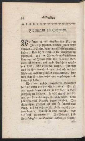Frommann an Gramkau