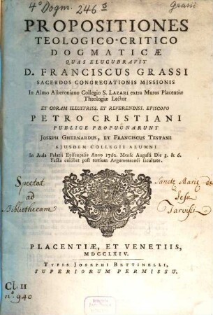 Propositiones theologico-critico-dogmaticae