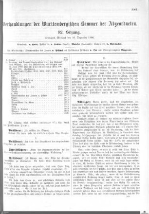 92. Sitzung, Stuttgart, 16.12.1896