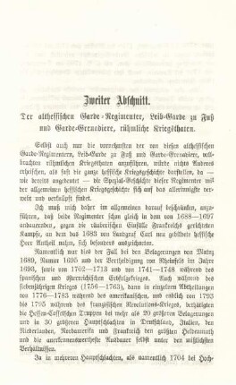Zweiter Abschnitt. Der althessischen Garde-Regimenter, Leib-Garde zu Fuß und Garde-Grenadiere, rühmliche Kriegsthaten.