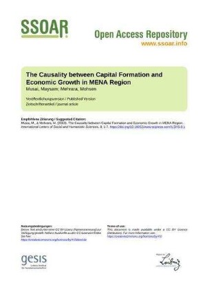 The Causality between Capital Formation and Economic Growth in MENA Region