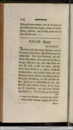 XXVIII. Brief. den 1ten Decbr.