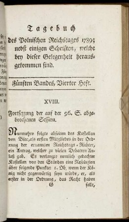Fünften Bandes, Vierter Heft [147.-150. Session, 27. August-1.September 1789]