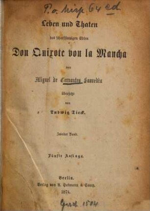 Leben und Thaten des scharfsinnigen Edlen Don Quixote von la Mancha, 2