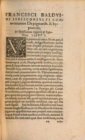 Francisci Balduini Iuriscons. Commentarij. De Pignoribus Et Hypothecis