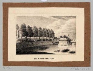 Die Jupiterbastei in Dresden an der südöstlichen Ecke der Befestigung von Westen im historischen Zustand