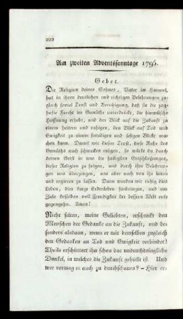 Am zweiten Adventssonntage 1795.