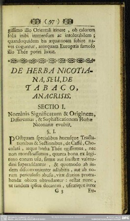 De Herba Nicotiana, Seu, De Tabaco, Anacrisis