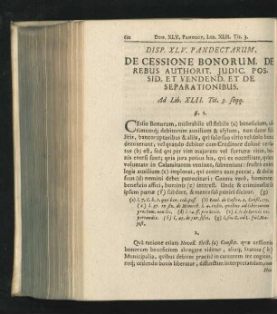 Disp. XLV. De Cessione Bonorum. De Rebhus Authorit. Iudic. Possid. Et Vendend. Et De Separationibus.
