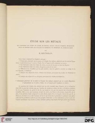 Études sur les métaux