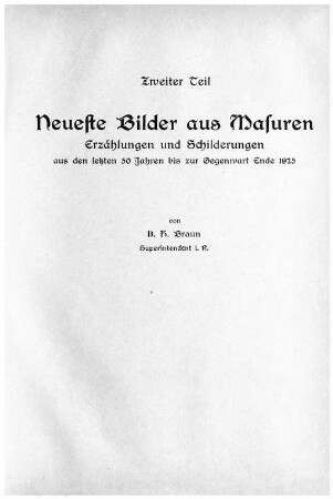 Zweiter Teil. Neueste Bilder aus Masuren