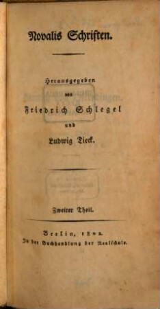 Novalis Schriften, 2