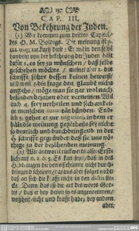 Cap. III. Von Bekehrung der Juden