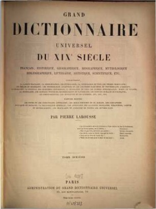 Grand dictionnaire universel du XIXe siècle : Français, historique, géographique, mythologique, bibliographique, littéraire, artistique, scientifique, etc.,etc., 10