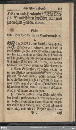 Buß-Andacht am Sonnabend