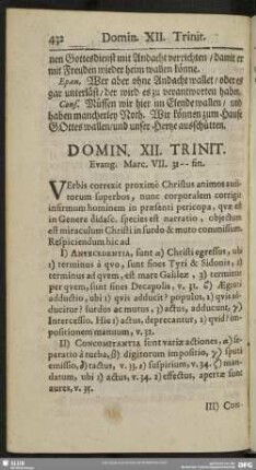 Domin. XII. Trinit. Evang. Marc. VII. 31-fin.