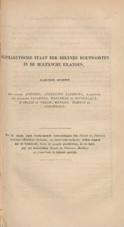 Alphabetische staat der bekende houtsoorten in de Moluksche eilanden