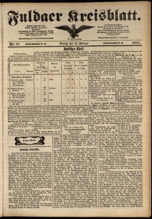 Erste Ausgabe vom Freitag, den 12. Februar 1904.
