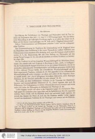 V. Theologie und Philosophie