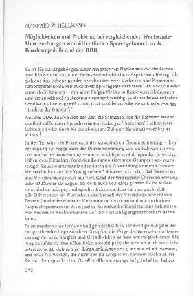Möglichkeiten und Probleme bei vergleichenden Wortschatzuntersuchungen zum öffentlichen Sprachgebrauch in der Bundesrepublik und der DDR