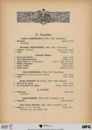 A. Gemälde (Nr. 1-322)