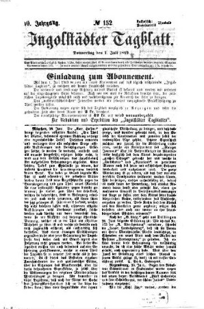 Ingolstädter Tagblatt. 1869, [2] = Jg. 10, Juli - Dez.