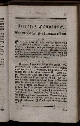 Drittes Hauptstück. Von den Verhältnissen der geraden Linien.