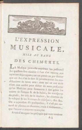 L'Expression musicale mise au rang des chimères