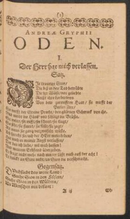 Andreae Gryphii Oden. I. - XII.