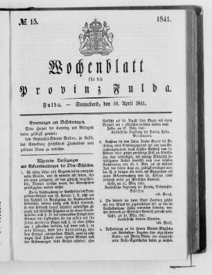 Nr. 15, Ausgabe vom 10. April 1841