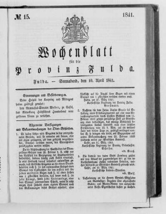 Nr. 15, Ausgabe vom 10. April 1841