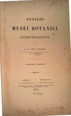 Annales Musei Botanici Lugduno-Batavi. 3. 1867