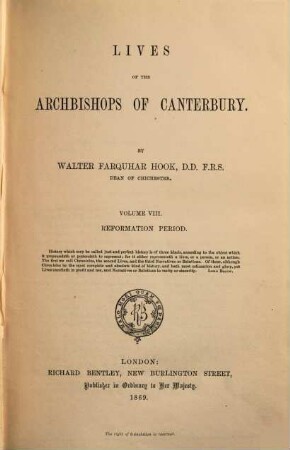 Lives of the archbishops of Canterbury, 8. [Reformation period ; vol. 3]