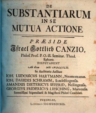 De substantiarum in se mutua actione