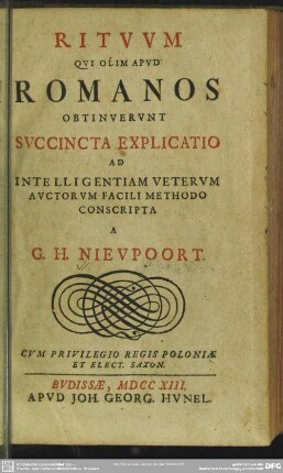 Rituum Qui Olim Apud Romanos Obtinuerunt, Succincta Explicatio