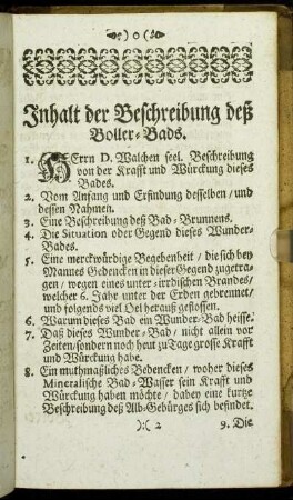 Inhalt der Beschreibung deß Boller-Bads.