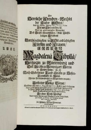 Der Herrliche Freuden-Wechsel...
