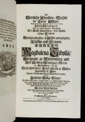 Der Herrliche Freuden-Wechsel...