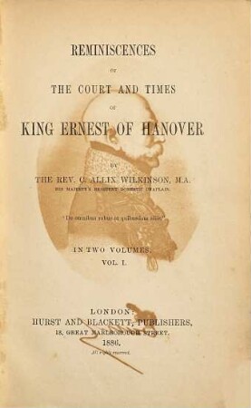 Reminiscences of the court and times of King Ernest of Hanover, 1