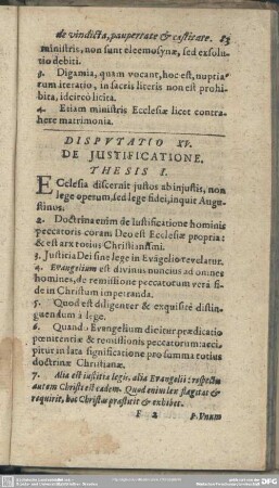 Disputatio XV. De Iustificatione