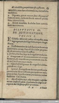 Disputatio XV. De Iustificatione