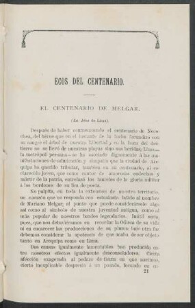 Ecos del centenario.