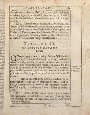 Titvlvs III. De Officio Decani Ruralis.
